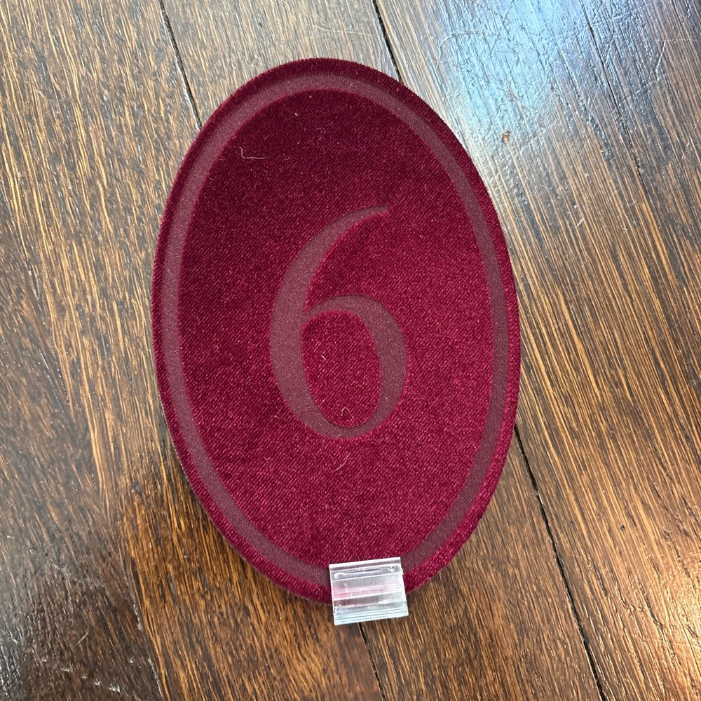 Wine Burgundy Oval Table Number Set of 18 With Stand